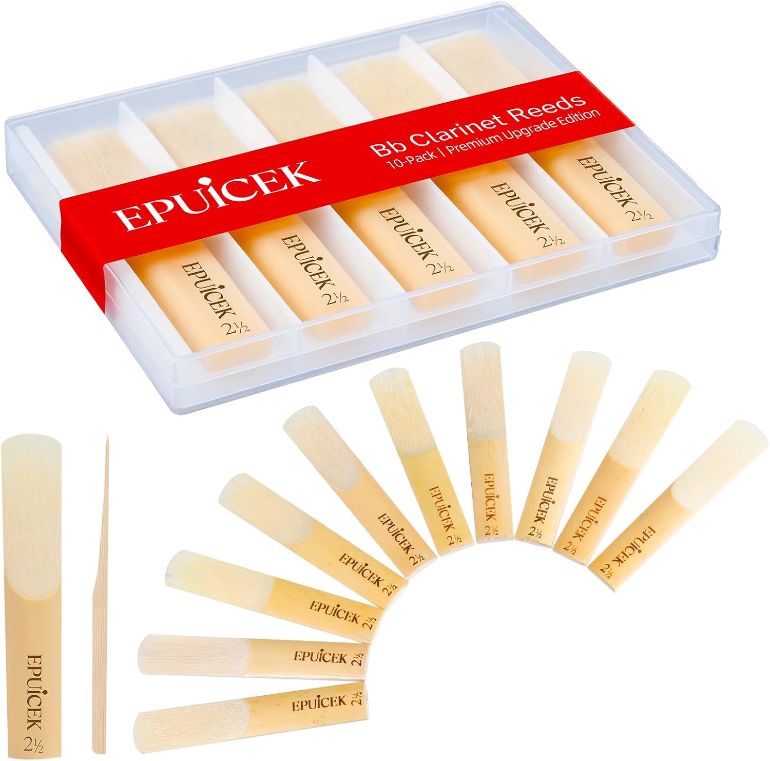 Bb Clarinet Reeds, Strength 2.5 for Beginners, 10 Pack