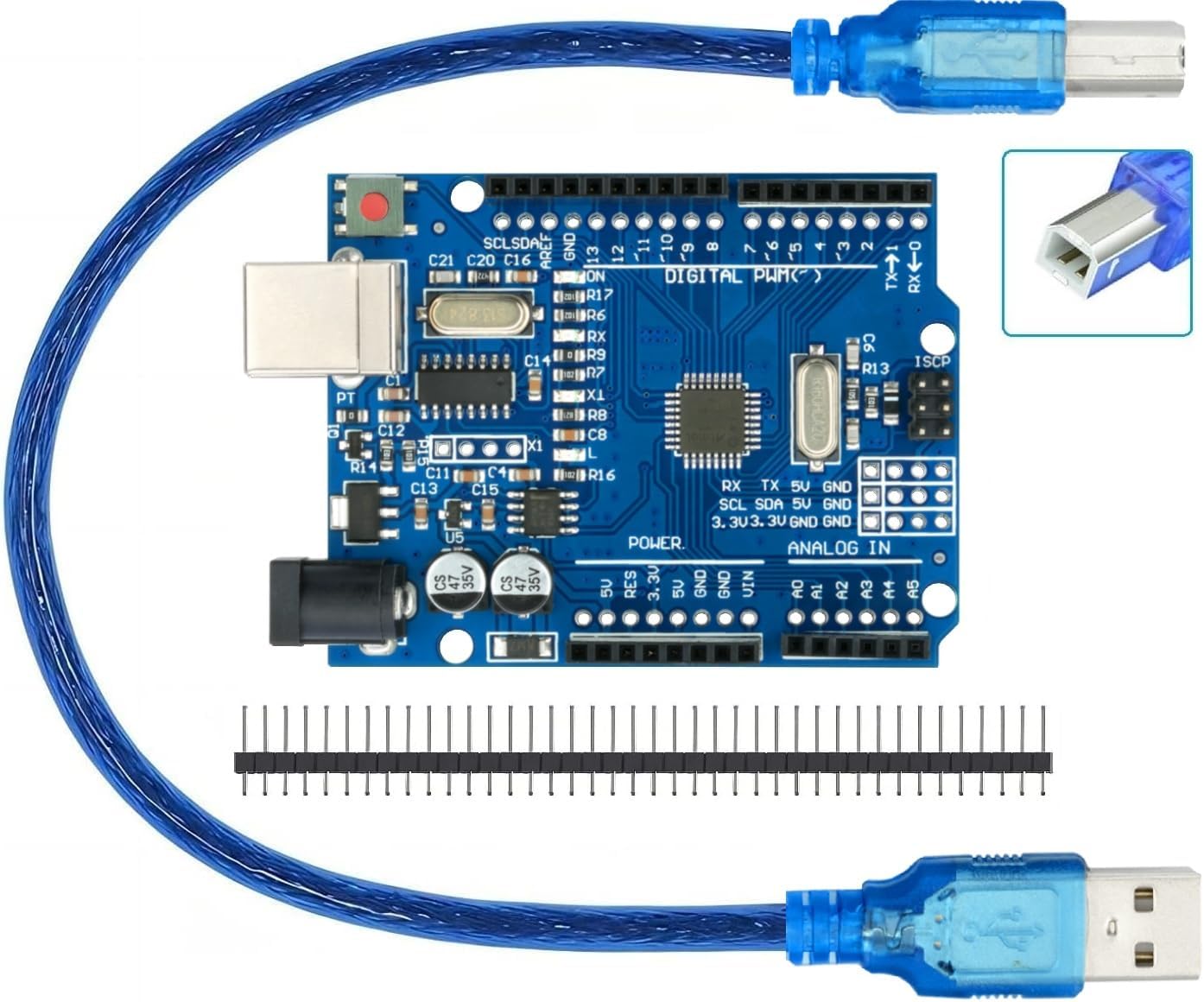 WWZMDiB Improved Version Board Compatible with Arduino UNO R3 Compatible with Arduino IDE ​​with USB Cable and 2.54mm Straight Pin Header ATmega328P