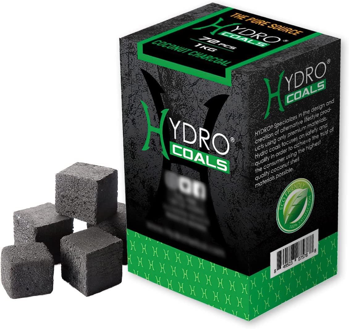 Hydro Coconut Charcoal - Ultimate Grilling & BBQ Experience with Cubes Made of Coconut Shell, Long-Lasting Odorless Charcoal - (1 KG)