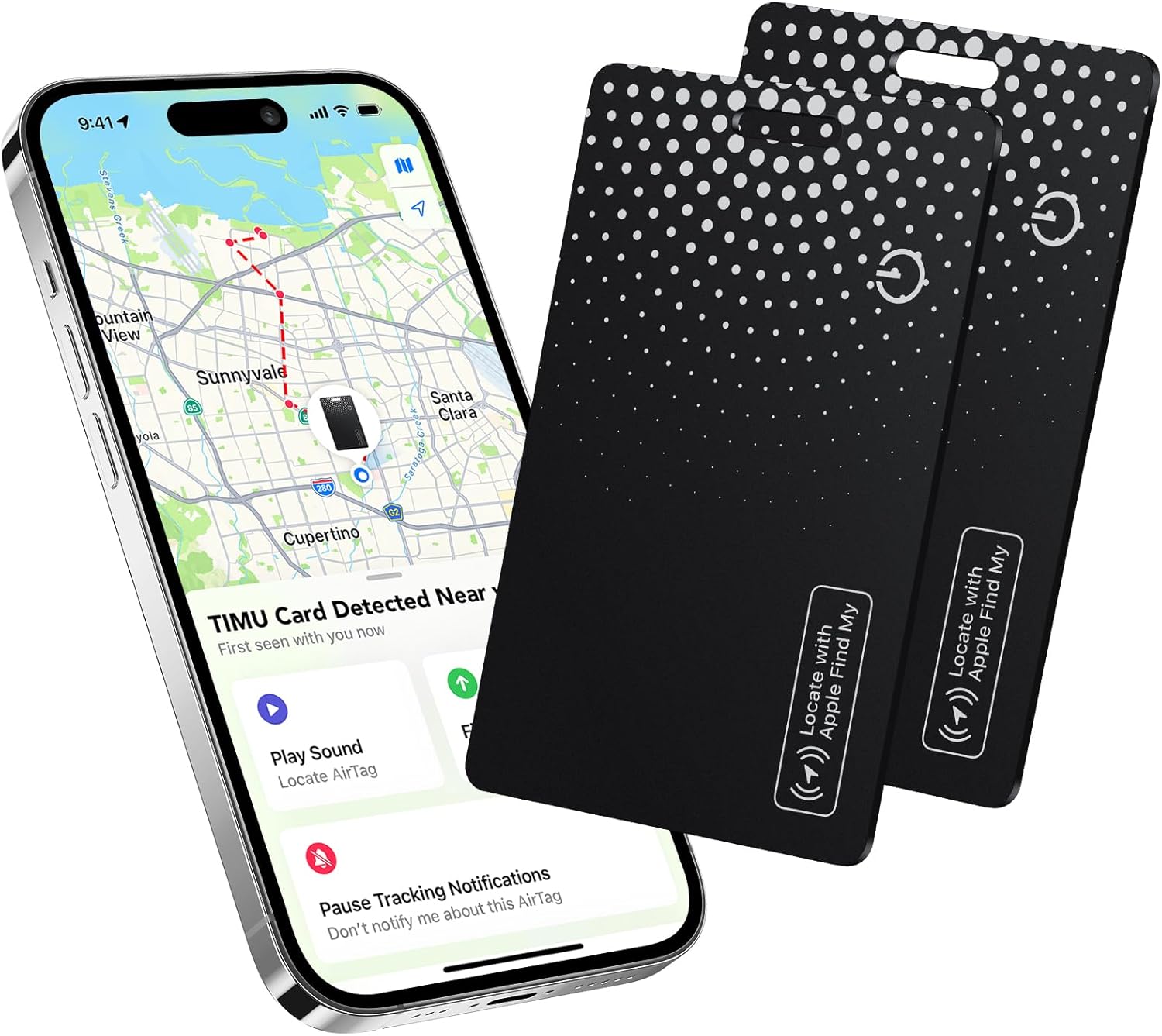2025 Bluetooth Tracker Smart Finder (iOS Only) for Apple Find My, Wallet Tracker iPhone Card, 1.6mm Ultra-Slim, IP68 Waterproof, Air Tag Card for Wallet, Passports, Luggage，2 Pack