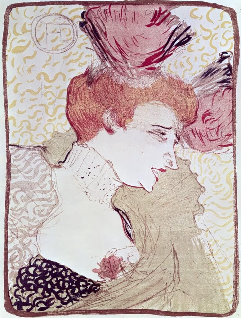 ARTTLBBS Famous Artworks Prints Poster Canvas Portrait of Marcelle Lendor by Henri De Toulouse Lautrec Artwork Oil Painting for Home Decor 60x90cm