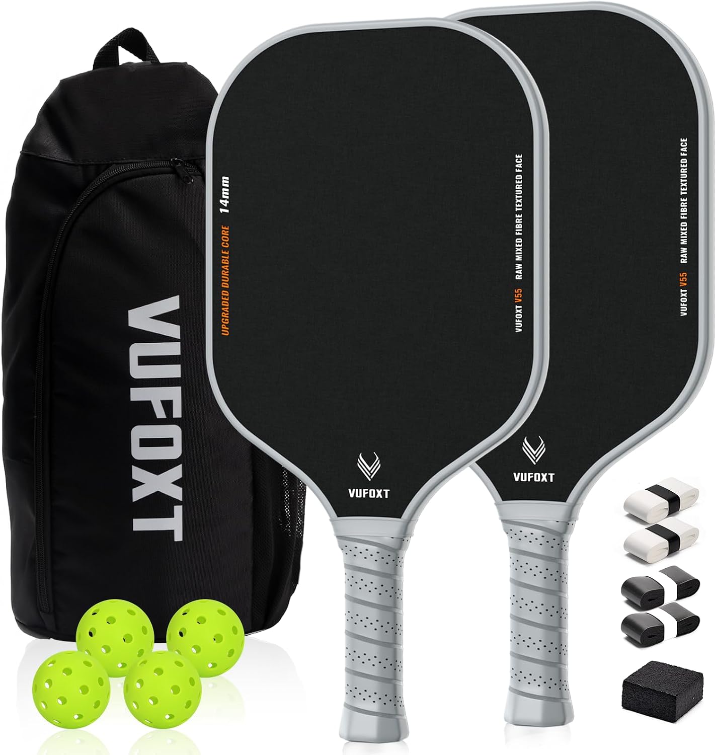 Pickleball Paddles Set of 2/4, USAPA Approved Carbon Fiber Surface Pickle Ball Set - 14mm PP Honeycomb Core of Lightweight Pickleball Rackets -Suitable for Beginners' Training and Game(Blue)