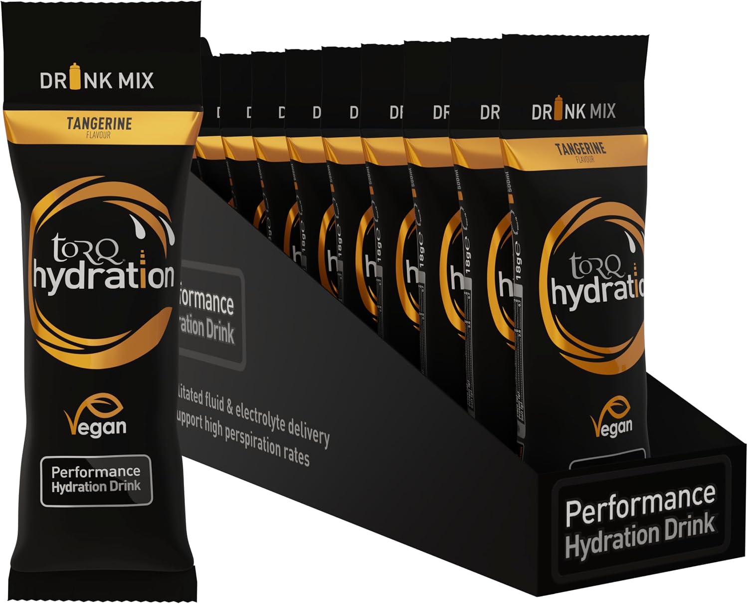 Torq Hydration - Tangerine - Rapid Rehydration Electrolytes Powder Hypotonic Profile Running, Cycling, Sports Hydration Drink - Single Serve - Box of 15
