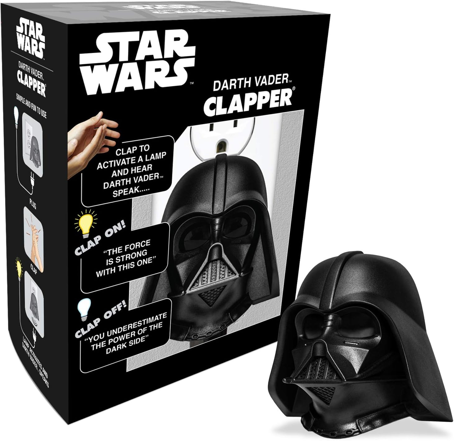 Star Wars Talking Darth Vader Clapper - Wireless Sound Activated On/Off Light Switch, Clap Detection, Perfect for Kitchen/Bedroom/TV/Appliances, 120 V Wall Plug, Smart Home