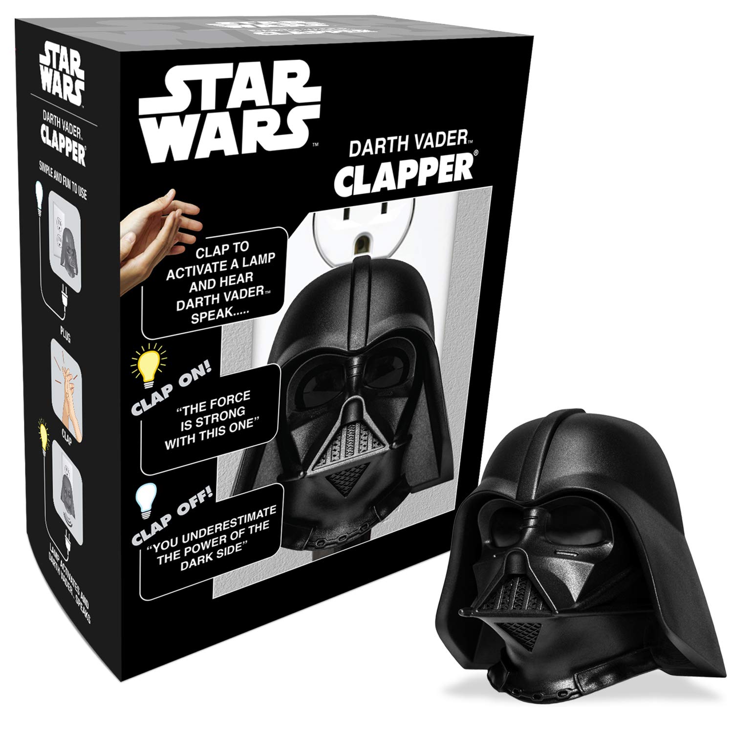 Star Wars Talking Darth Vader Wireless Sound Activated On/Off Light Switch, Clap Detection, Perfect for Kitchen/Bedroom/TV/Appliances, 120 V Wall Plug, Smart Home