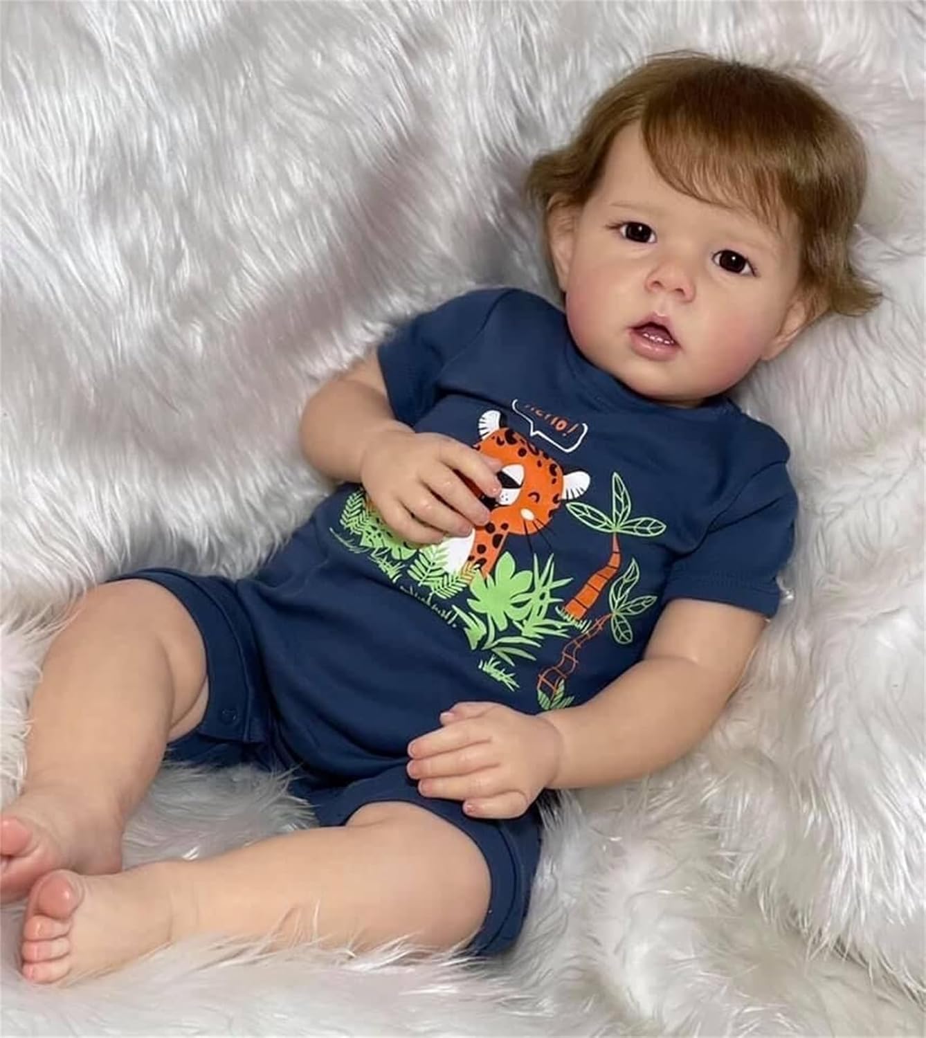 Zero pam 20 inch 50 cm Realistic Reborn Boy Baby Dolls Mouth Open Silicone Full Body Vinyl Awake Reborn Toddler Dolls That Look Real,Anatomically Correct Boy Baby Doll Washable Toy for Kids