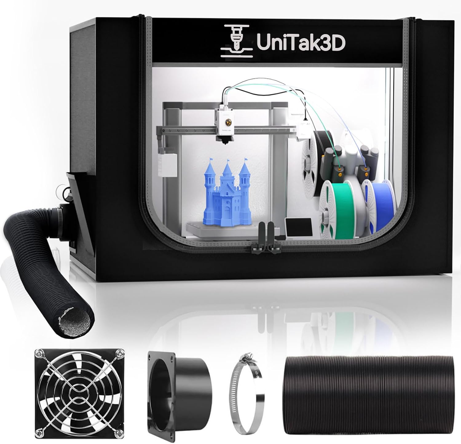 3D Printer Enclosure with Ventilation Kit Compatible with Bambulab A1/A1 Mini Combo with AMS lite,Fireproof Dustproof Tent with LED Light Constant Temperature Protective Cover-825 * 585 * 585mm