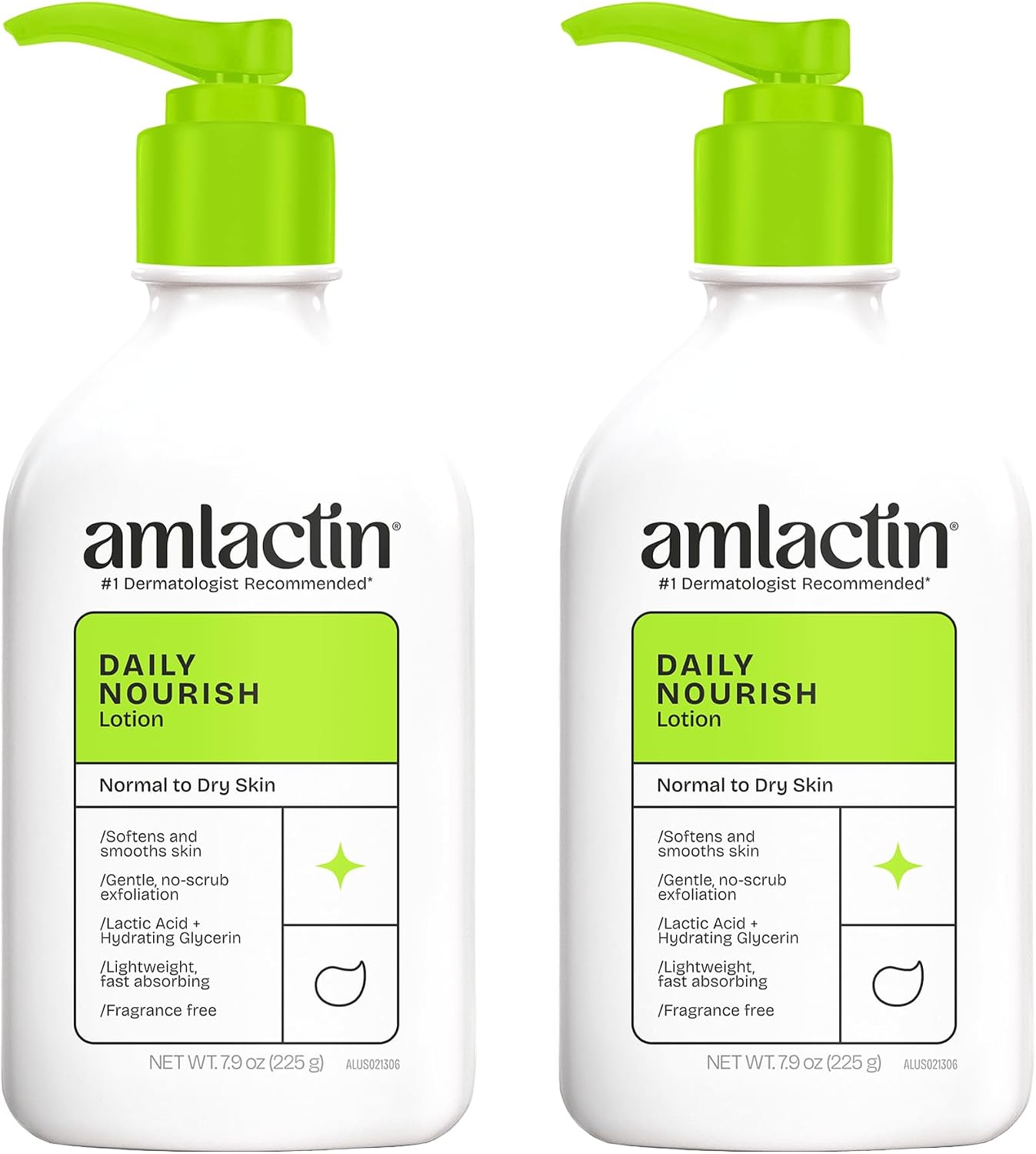 AmLactin Daily Moisturizing Body Lotion Twin Pack, (2) 7.9 Ounce Bottles, Paraben Free