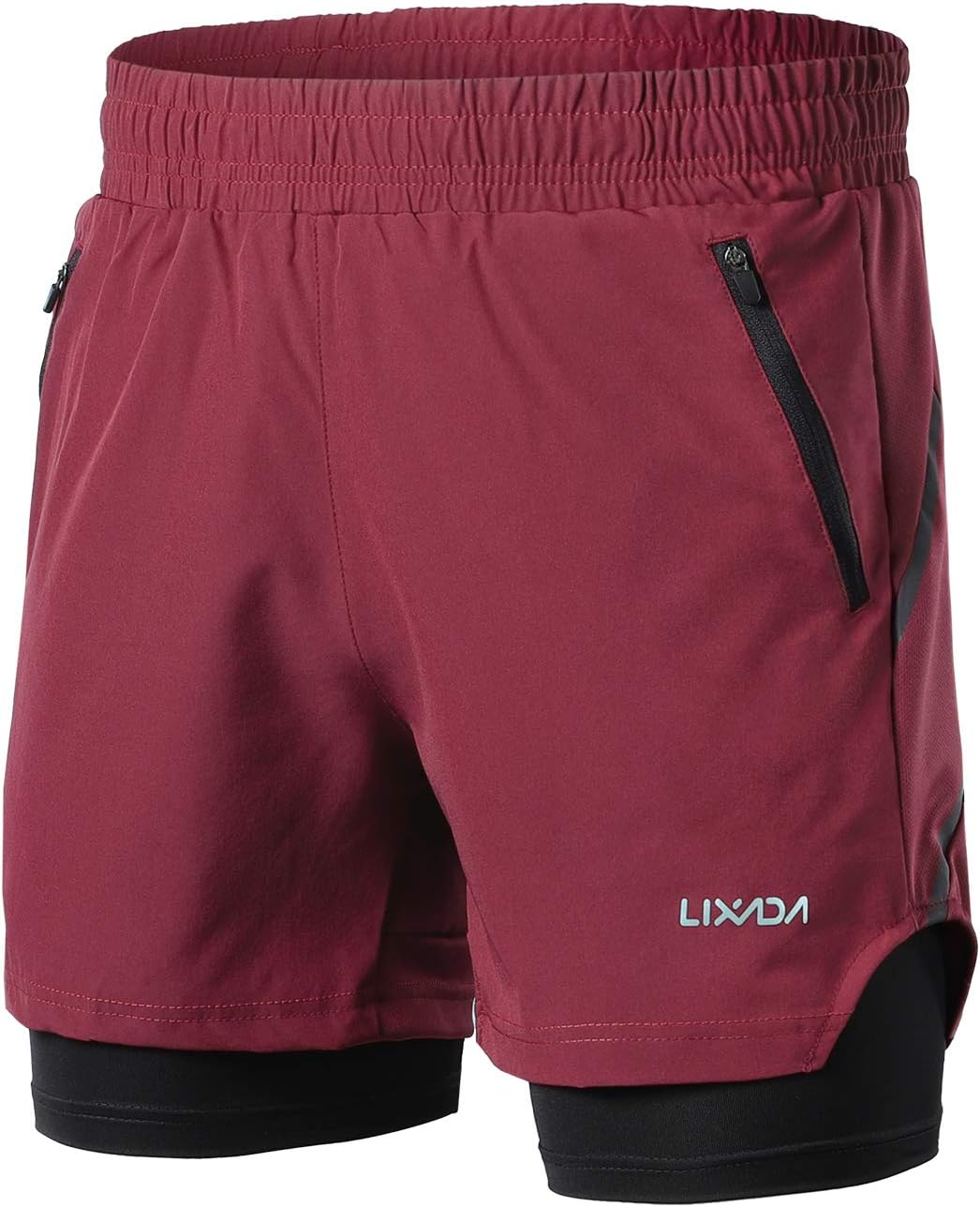 Lixada Men's Running Shorts, 2 in 1 Quick Dry Breathable Exercise Active Training Jogging Shorts Marathon Sport with Pockets Without Pockets 10 Colours S-XXL