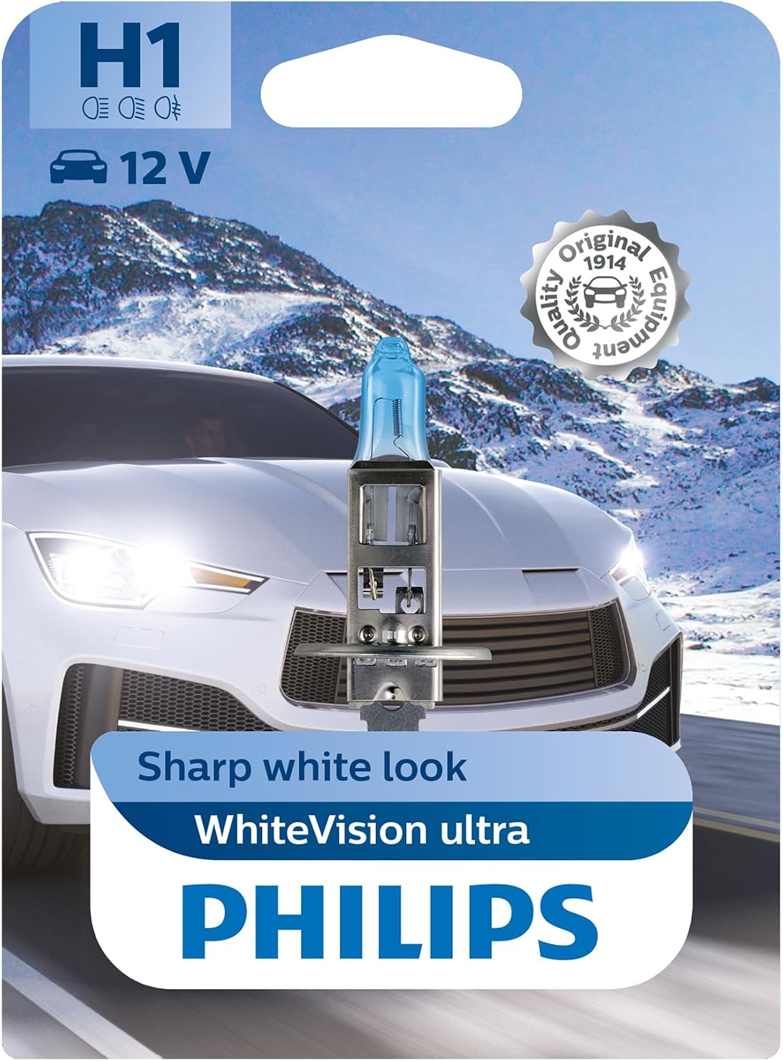 Philips WhiteVision ultra H1 car headlight bulb, single blister