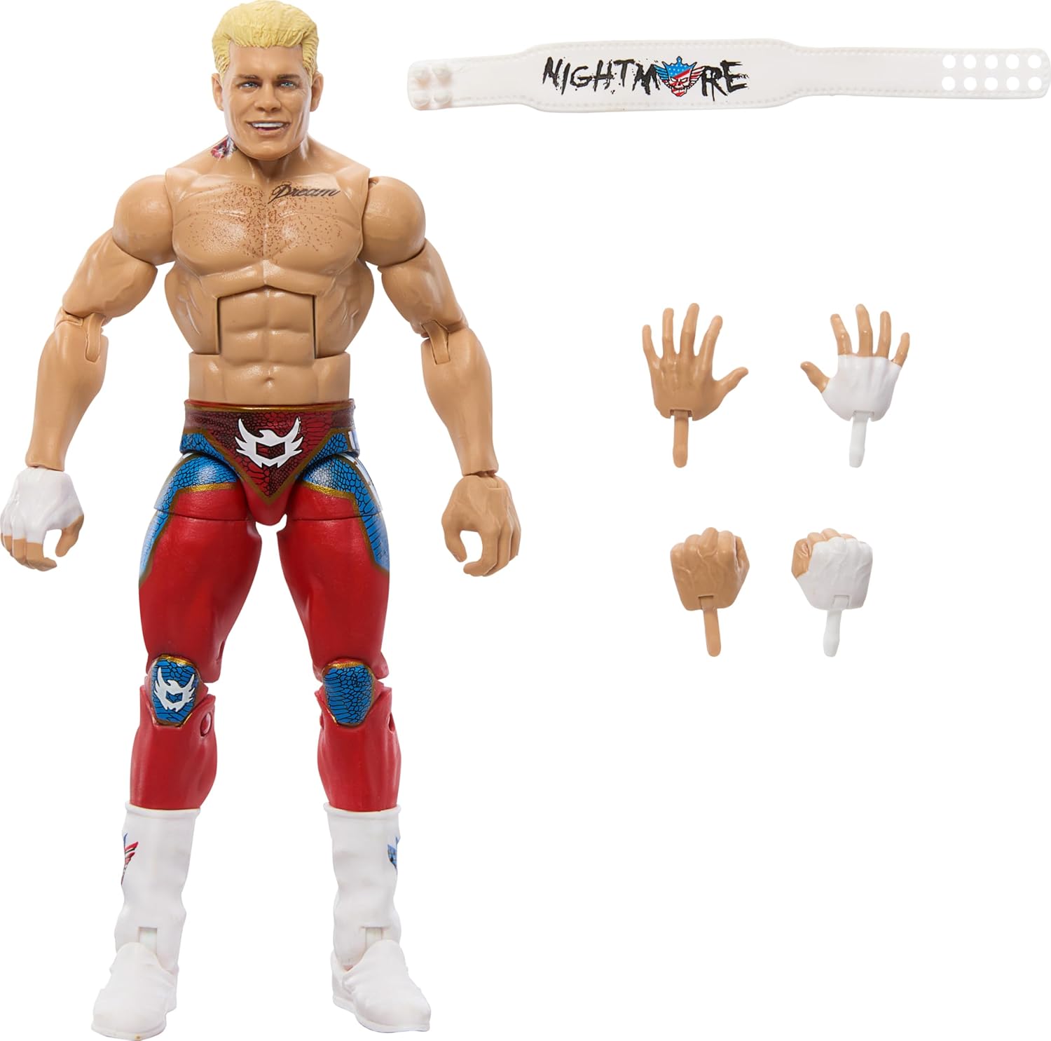Mattel WWE Top Picks Elite Action Figure & Accessories Set, “The American Nightmare” Cody Rhodes 6-inch Collectible with Swappable Hands, Ring Gear & 25 Articulation Points, HTX74