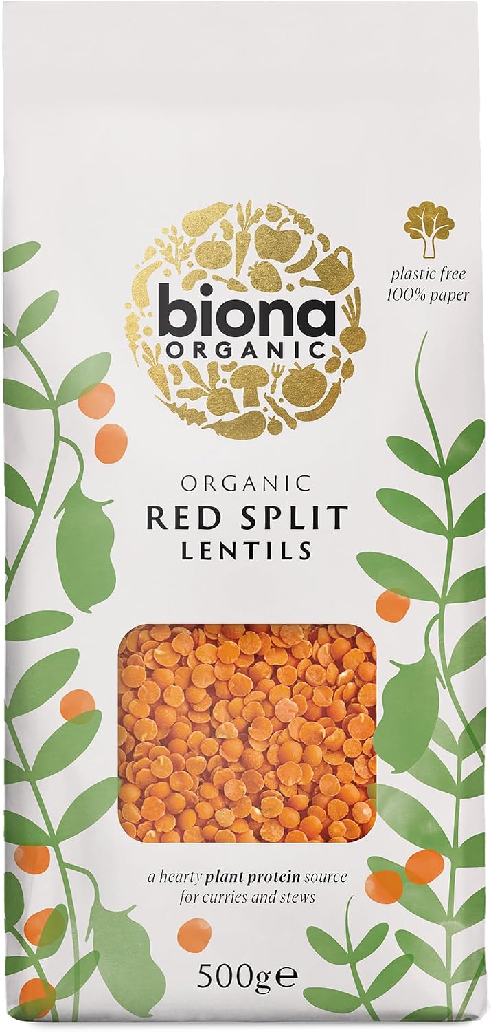 Biona Organic Red Split Lentils, 500 g