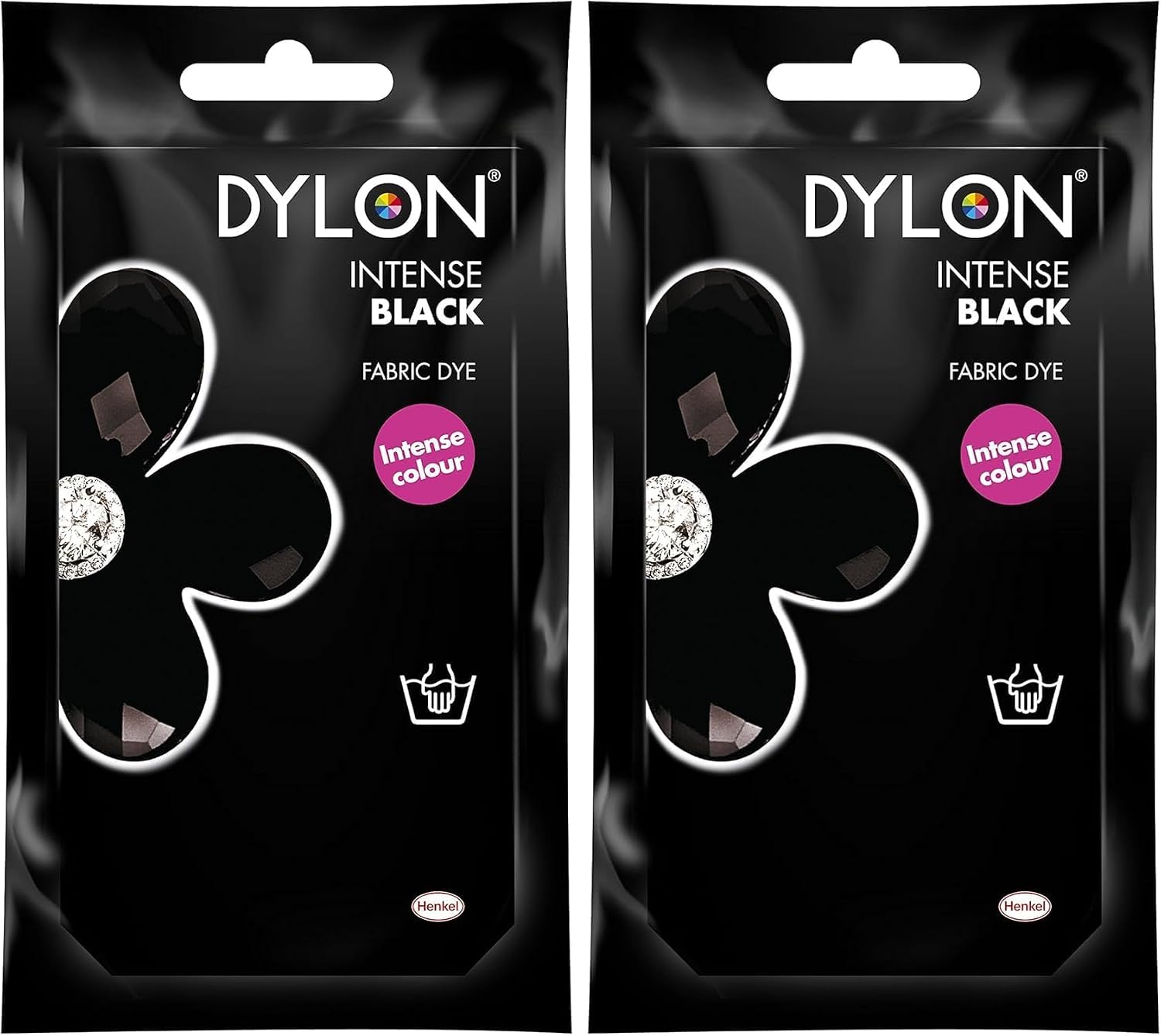 DYLON Hand Dye, Fabric Dye Sachet for Clothes, Soft Furnishings and Projects, 50 g - Intense Black (Pack of 2)