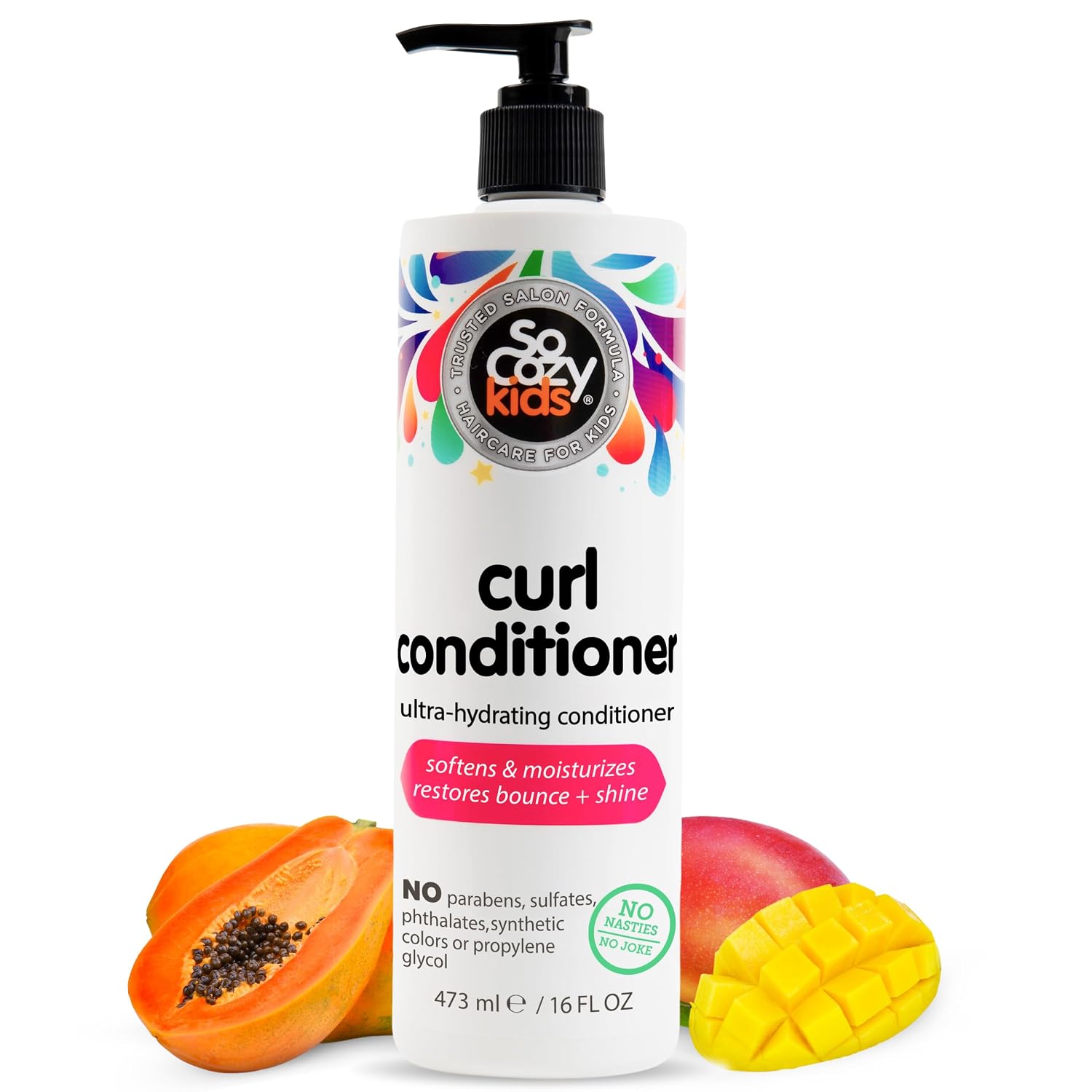 SO COZY Kids Conditioner for Curly Hair, Ultra-Hydrating, 16 Fl Oz, Pump