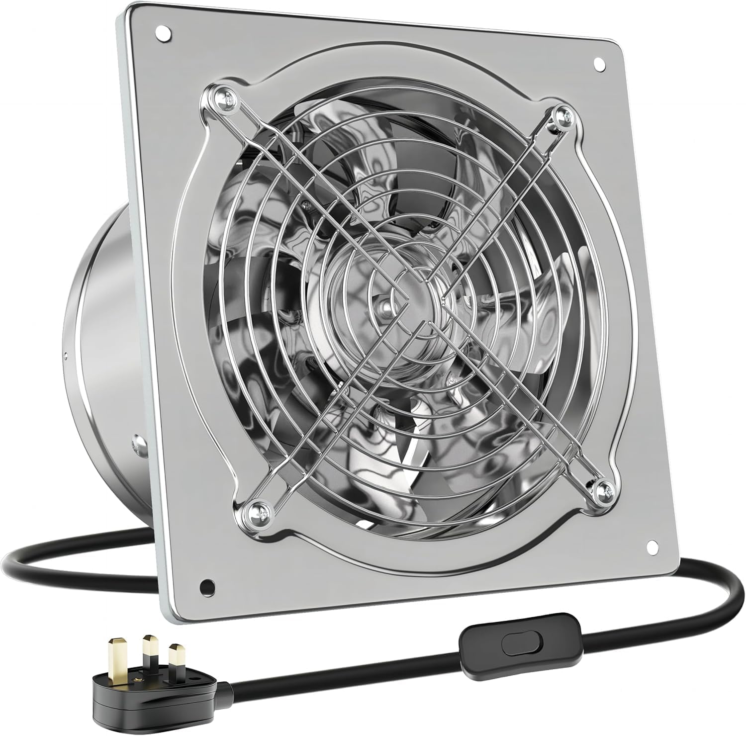 HG Power 250 mm Exhaust Fan with Backdraft Damper for Kitchen, Silver