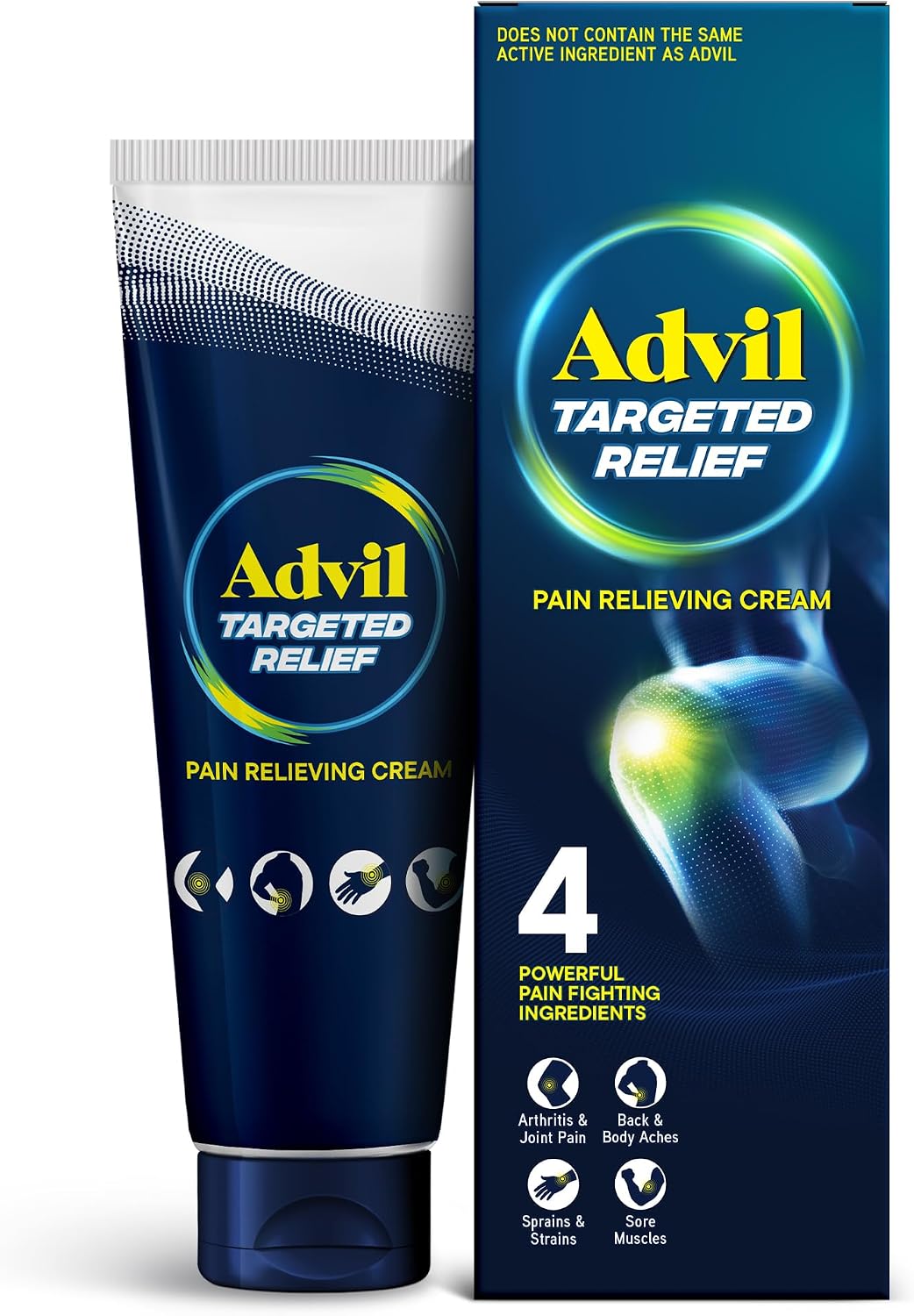 Advil Targeted Pain Relief Cream, Ibuprofen, 4 oz Tube | Topical Back Pain Relief with Massage Applicator, Warming and Cooling, Arthritis Relief, Non-Greasy