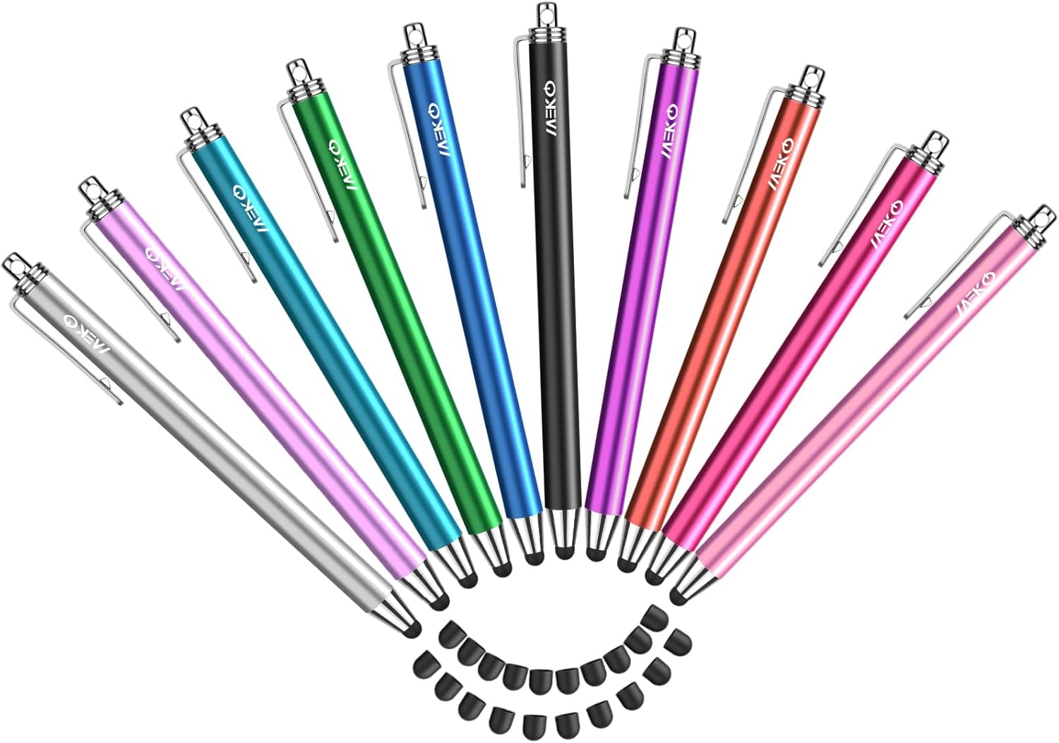 MEKO 10 Pack Stylus Pens for Touch Screens, 0.24" Replaceabler Tip Stylus, Universal Capacitive Tablet Touch Screen Pen for iPad/Pro/Air/Mini/iPhone/Samsung/Google/Motorola with Extra 20 Rubber Tips