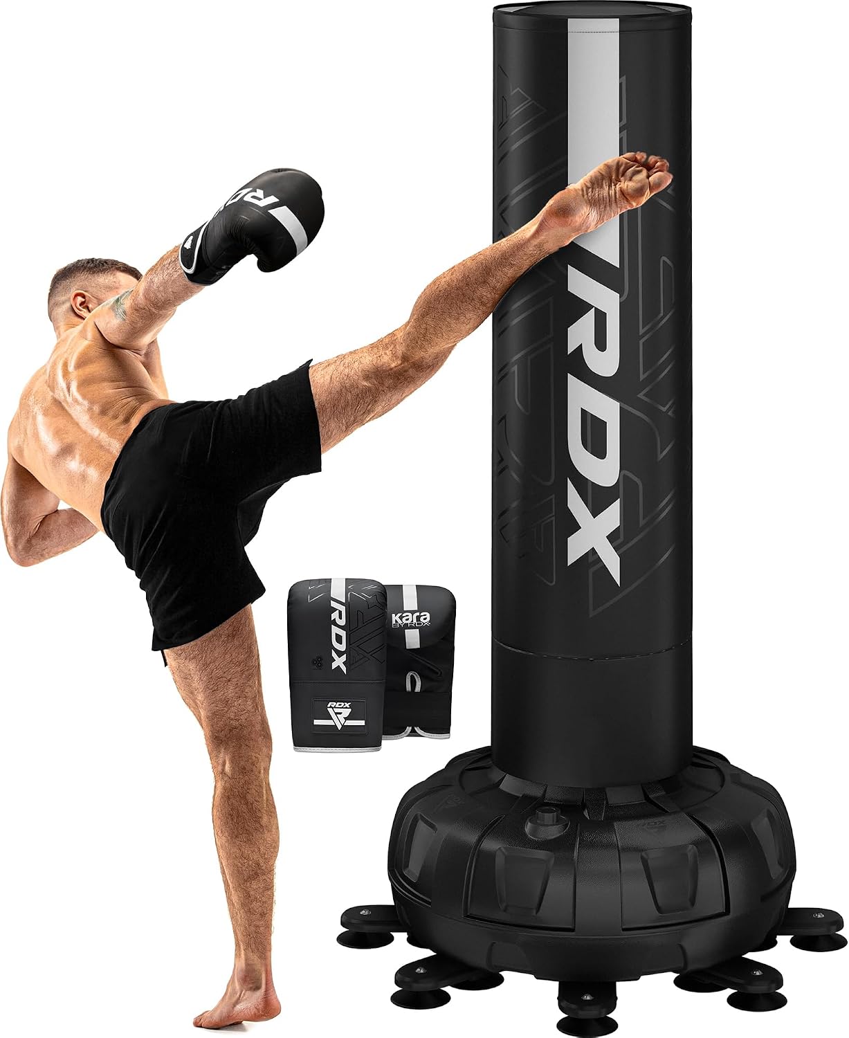 RDX XXL 150KG 6ft Free Standing Punch Bag with Gloves - Heavy Pedestal Bag with Stand for Kickboxing, Boxing, MMA, Muay Thai Karate, Adult Freestanding Punching Bag for Office Gym Home Fitness Workout