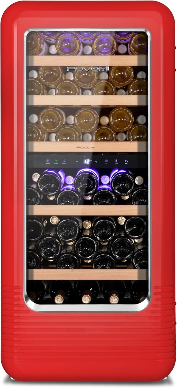 Wine Fridge 91-bottle Large Wine Cooler Refrigerators Red