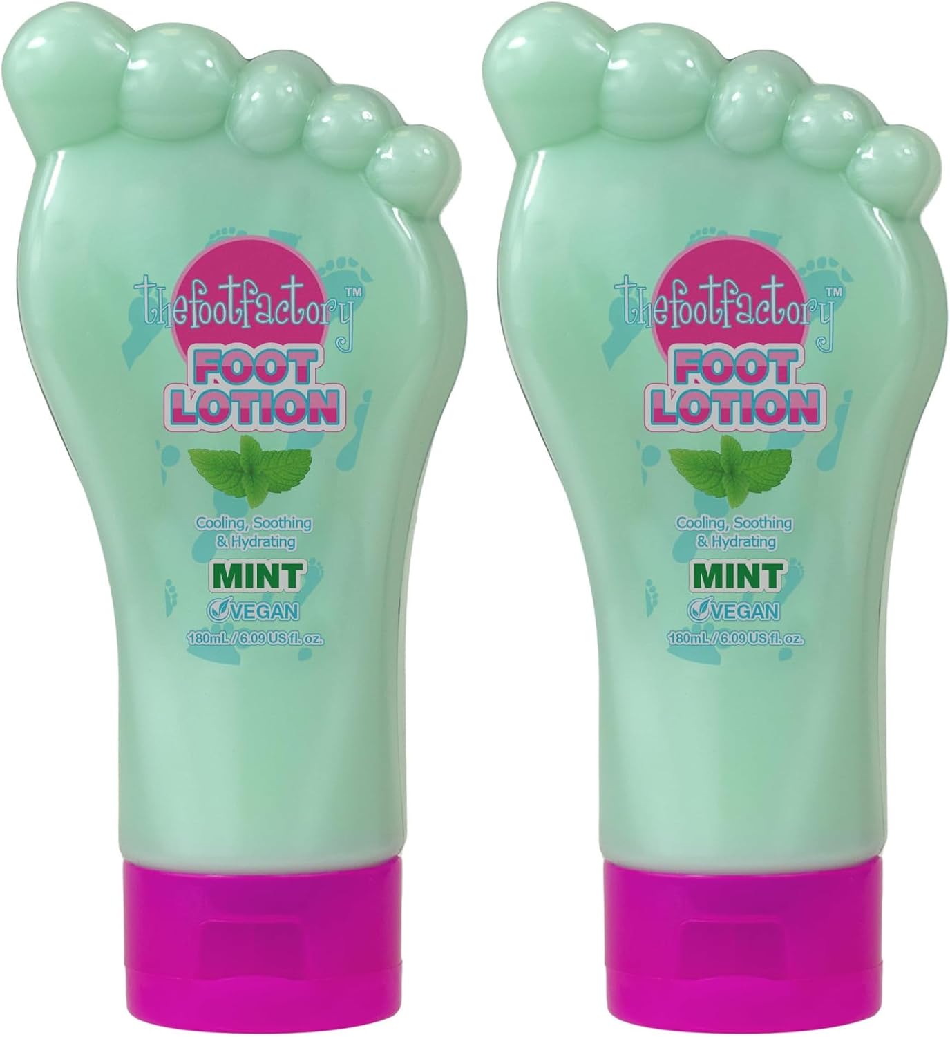 The Foot Factory Peppermint Foot Lotion | Hydrate + Refresh | 180ml (Pack of 2)