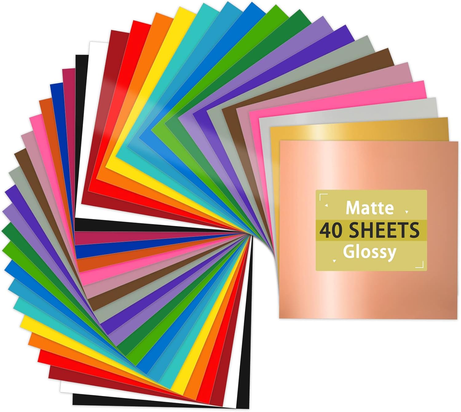 Lya Vinyl Permanent Vinyl - 40Pack (20 Glossy & 20 Matte) Outdoor Permanent Vinyl Sheets Bundle - Self Adhesive Vinyl for Party Decoration, Sticker, DIY Mug, Home Decal