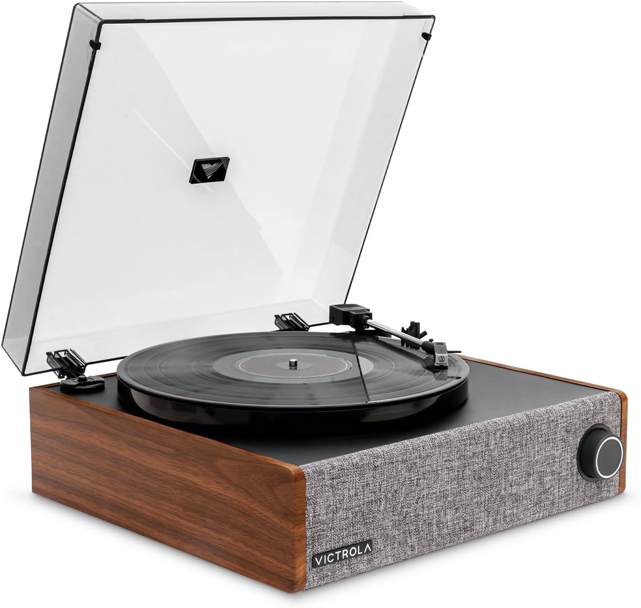 Victrola Eastwood LP - Bluetooth Record Player with Speakers - Walnut | Full-size turntable, 12" platter, built-in speakers, 3-speed, VINYLSTREAM Bluetooth out and in, RCA and headphone out