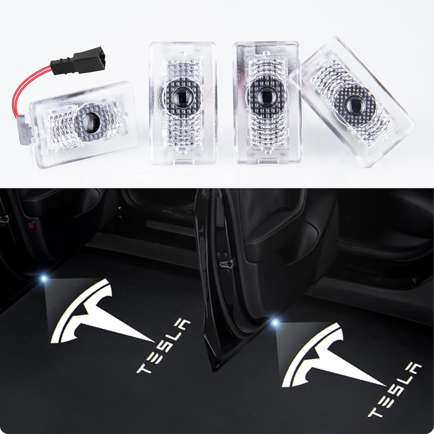 Motrobe for 2016-2023 Tesla Model Y Model 3 Model S, 2016-2021 Model X Integration Ultra-Brights Step Led Puddle Door Lights Never Fade with Extension Cord, Pack of 4 2023 Upgraded