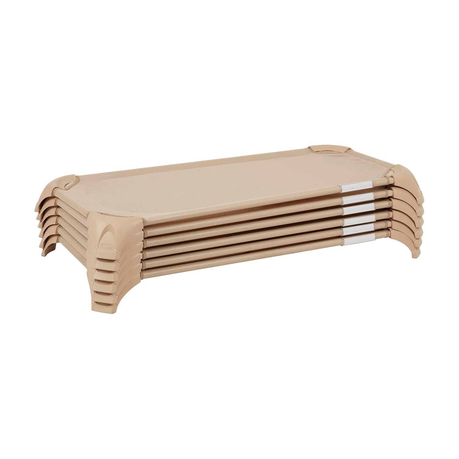 ECR4Kids Stackable Cozy Cot with Storage, Classroom Furniture, Sand, 6-Pack