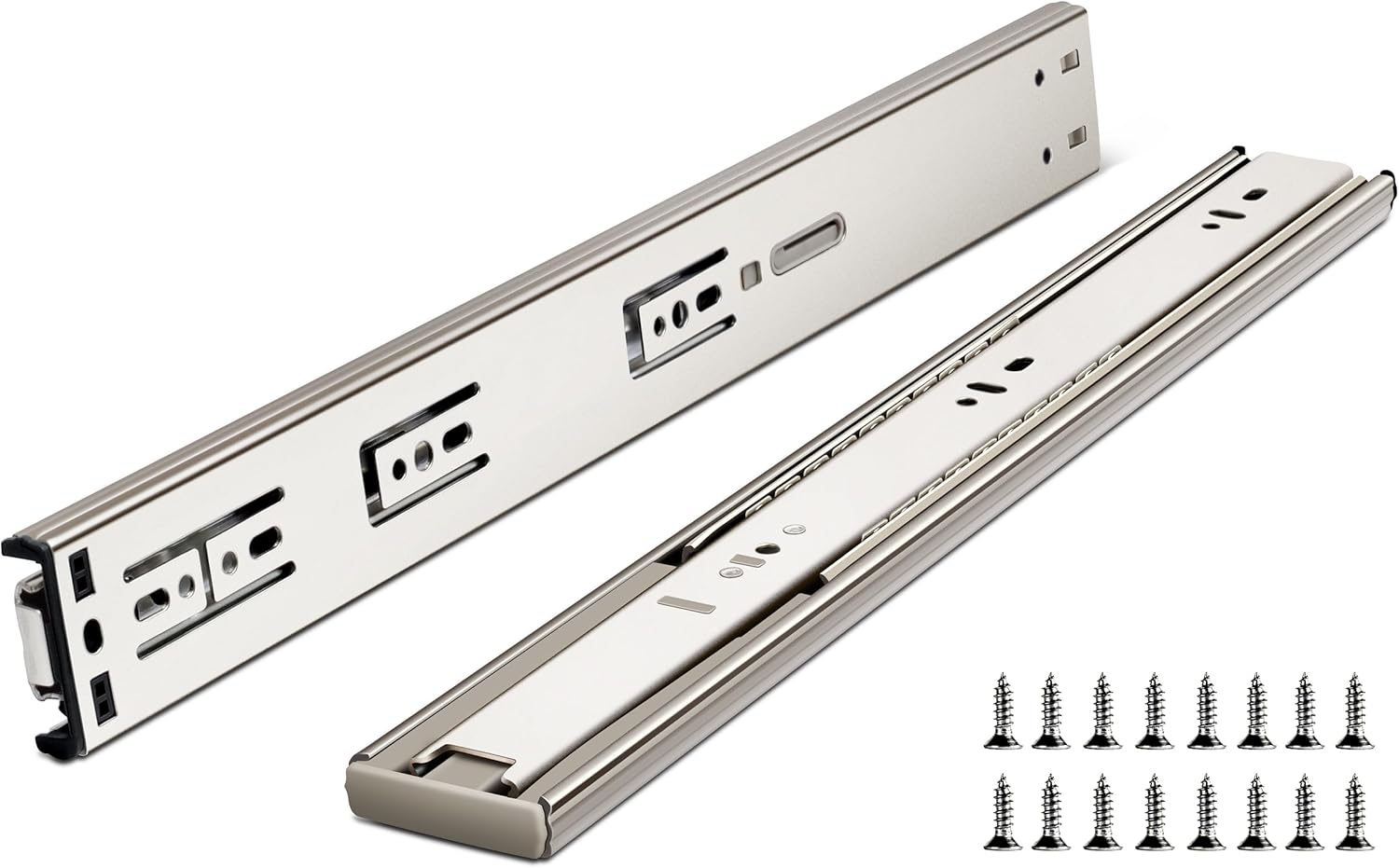 22 Inch Drawer Slides, Plusmart Soft Close Drawer Slide Glides Ball Bearing Full Extensin Cabinet Slides, 3 Folds, 150LB, 12 Pairs