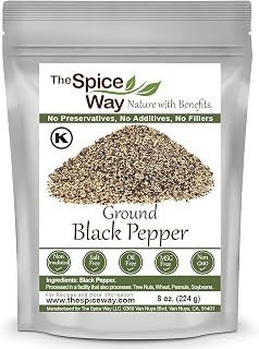 The Spice Way Ground Black Pepper - 8 oz Fine Ground Pepper - Black Pepper Powder used for Steak, Eggs, Chicken and More - Black Pepper Ground for Cooking- Fine Ground Black Pepper Pantry Staple