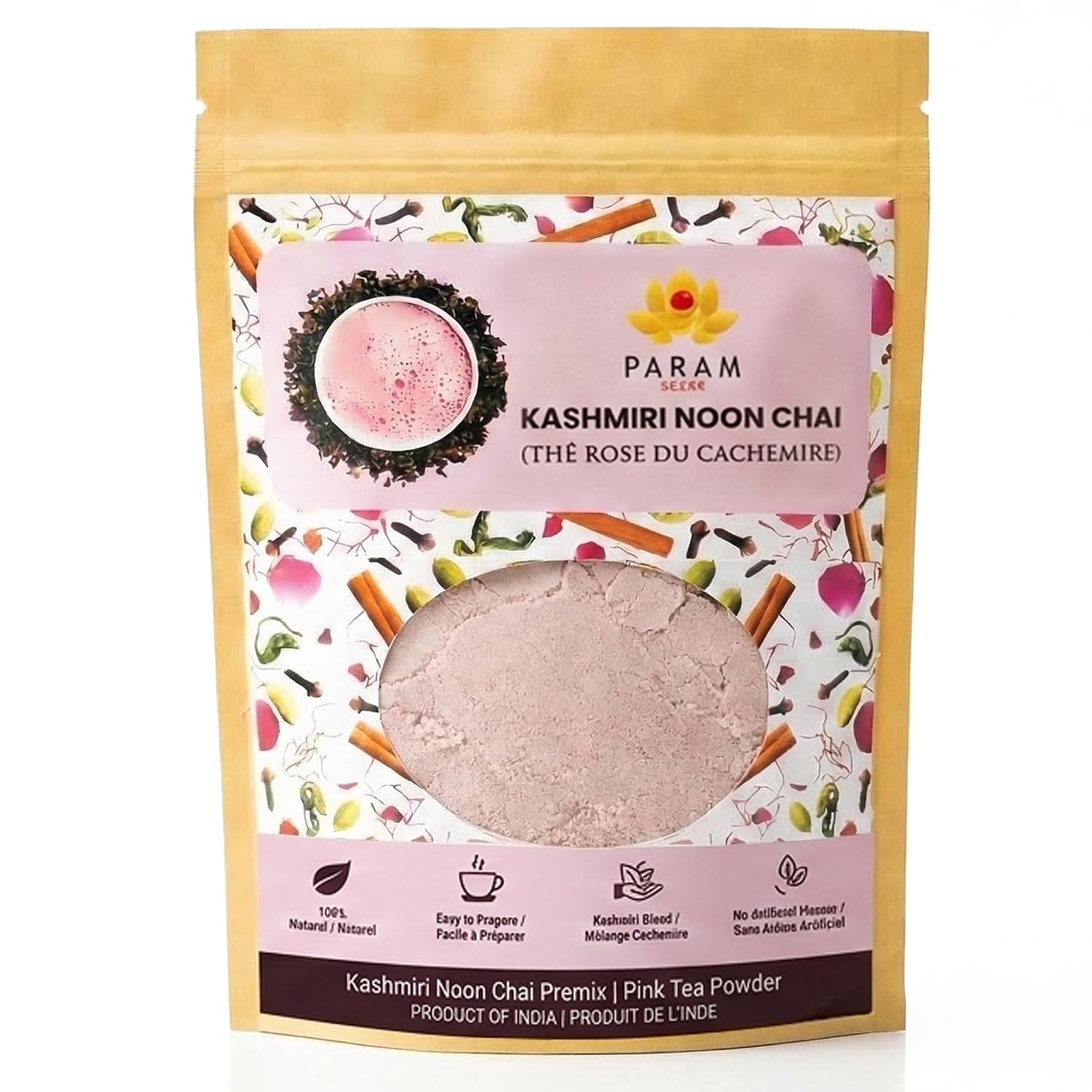 Param Kesar Organic Kashmiri Noon Chai Pink Tea, 11 Spice Premix - 3.53 oz