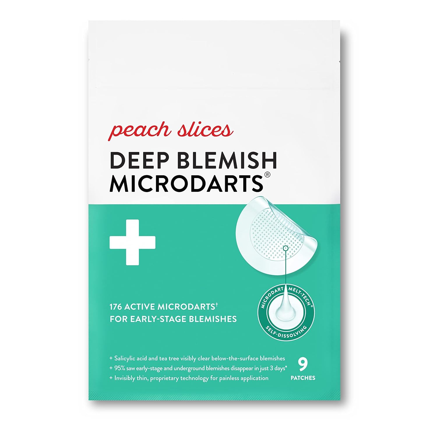 Peach Slices | Deep Blemish Microdarts | Acne Patch | Early Stage & Deep Pimples | Salicylic Acid | Tea Tree Oil | Niacinamide | Cica | Hyaluronic Acid | 9 Patches