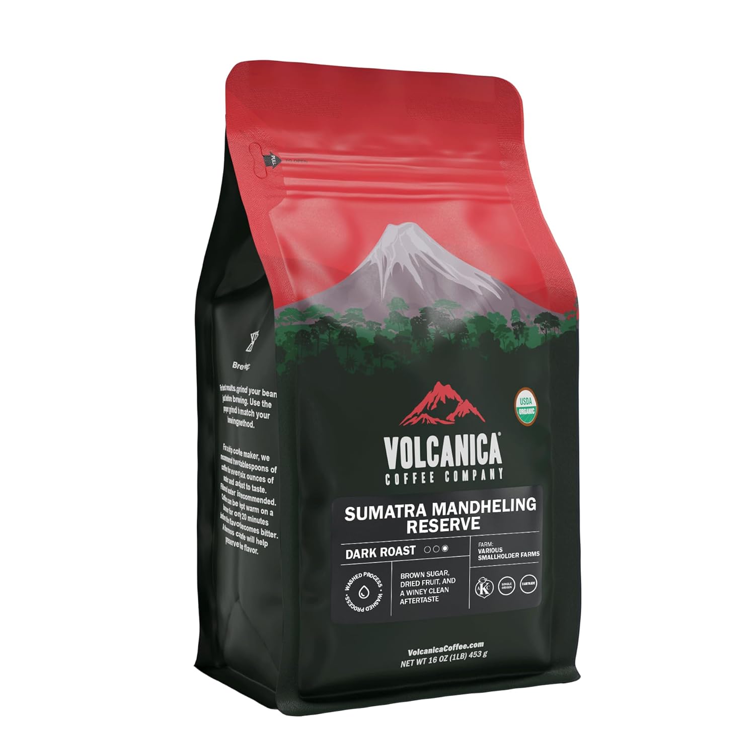 Sumatra Mandheling Reserve Coffee, Dark Roast, USDA Organic, Ground, Reserve, Fair Trade, Kosher, 16-ounce
