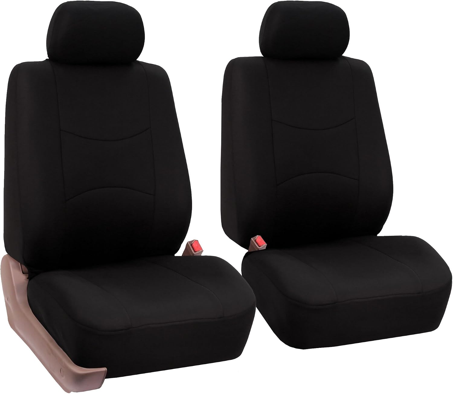 FH Group Car Seat Covers Front Set in Cloth - Car Seat Covers for Low Back Car Seats with Removable Headrest,Universal Fit,Automotive SeatCovers,Washable Car SeatCover for SUV,Sedan,Van Black