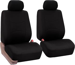 FH Group Car Seat Covers Front Set in Cloth - Car Seat Covers for Low Back Car Seats with Removable Headrest,Universal Fit,Automotive SeatCovers,Washable Car SeatCover for SUV,Sedan,Van Black