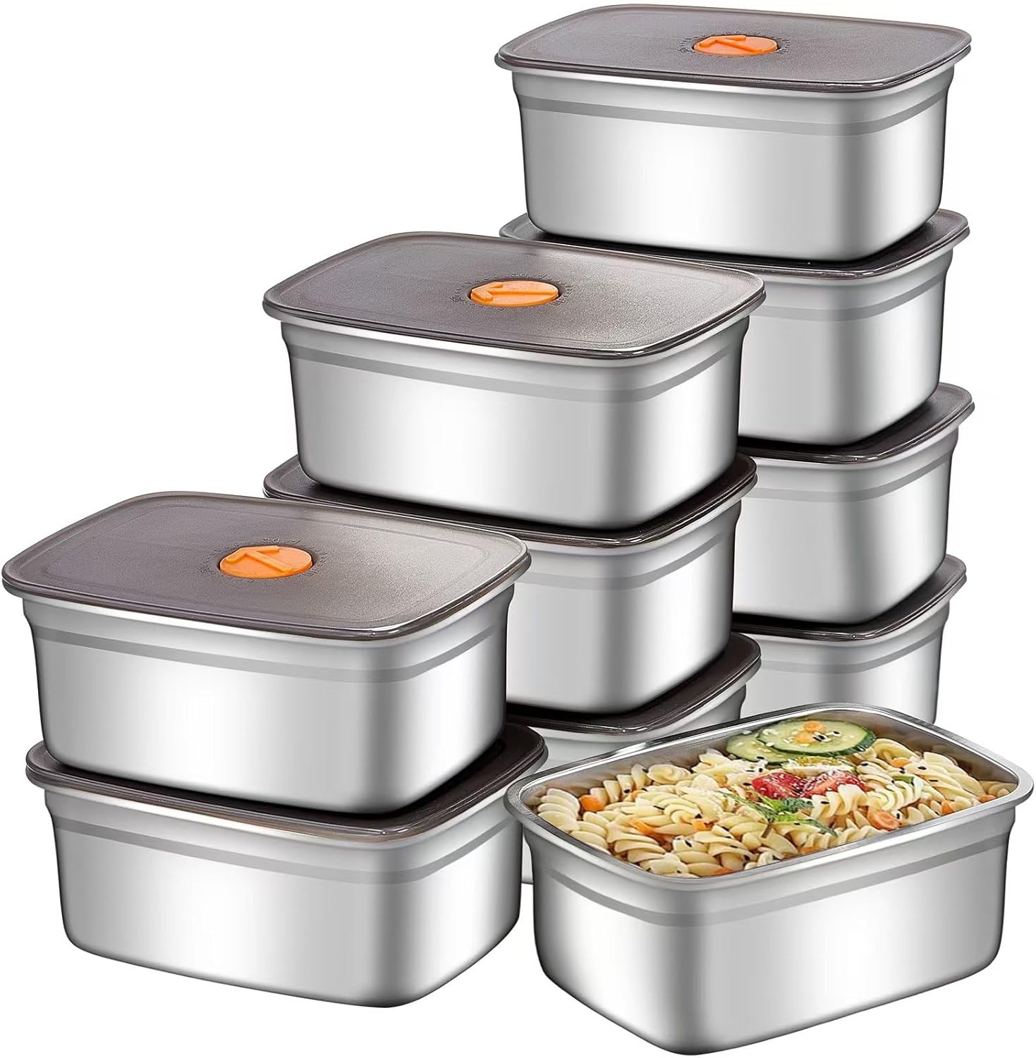 20 PCS Food Storage Containers with Lids Airtight (10 Containers & 10 Lids),stainless steel food containers leak proof storage box with lid Locking Food Storage Container freezer storage