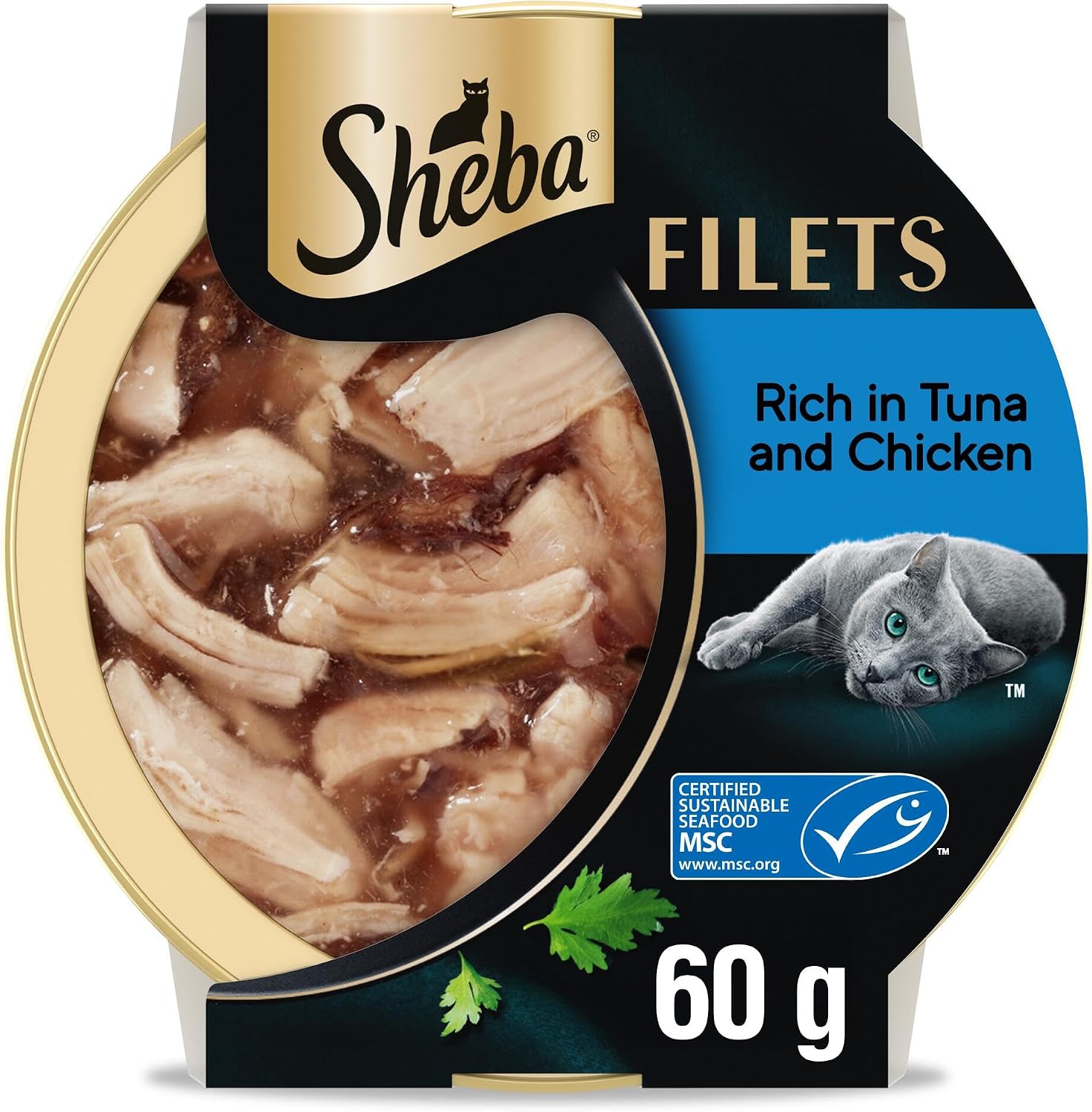 SHEBA Filets Adult Cat Food With Chicken & Tuna in gravy 32x60g Tray