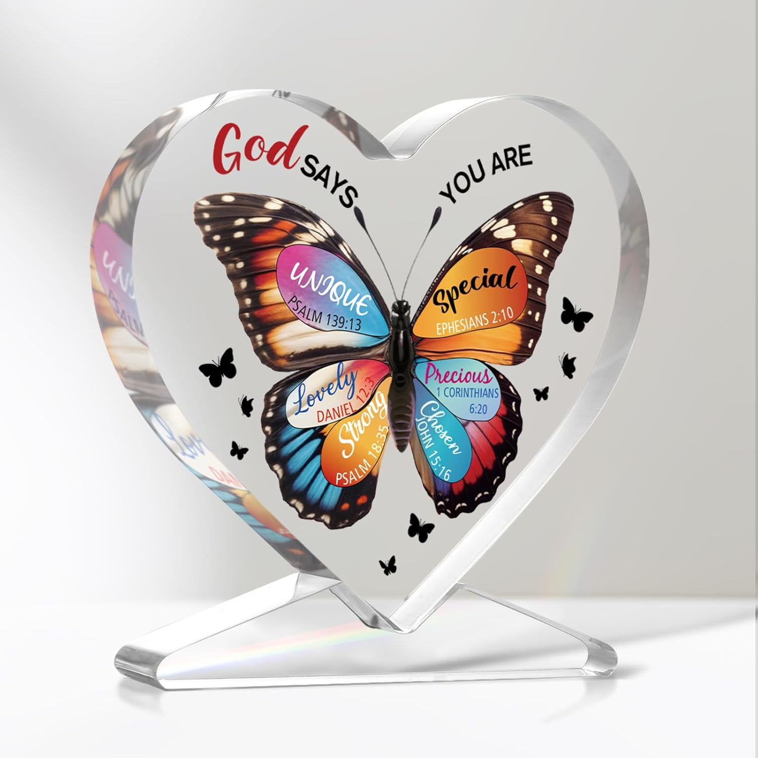 Christian Gifts for Women Birthday, Inspirational Gifts for Women, Spiritual Religious Gifts for Mom Sister Friend Coworker, Acrylic Heart With Base Christian Decorative Signs Plaques