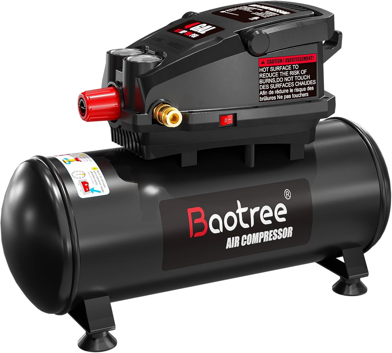 4 Gallon Portable Air Compressor, Max 110PSI Oil Free Air Compressor Tank, 0.5HP Motor 0.6SCFM@90 PSI,1.0SCFM@40PSl Garage Air Compressors for Car Repair, Spray Painting, Woodwork Nailing