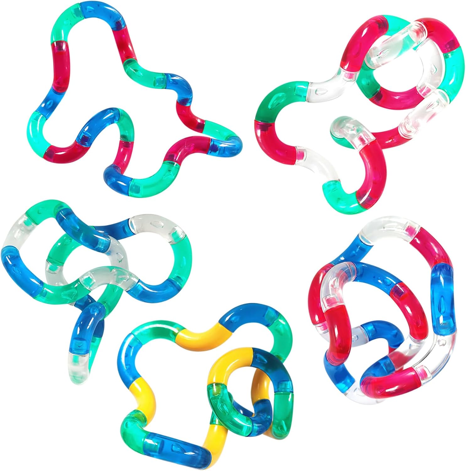 WNV Fidget Toys Adults, Tangle Fidget Toy Sensory Toys for Adults ADHD, 5 Pack Silent Fidget Toys, Crystal a