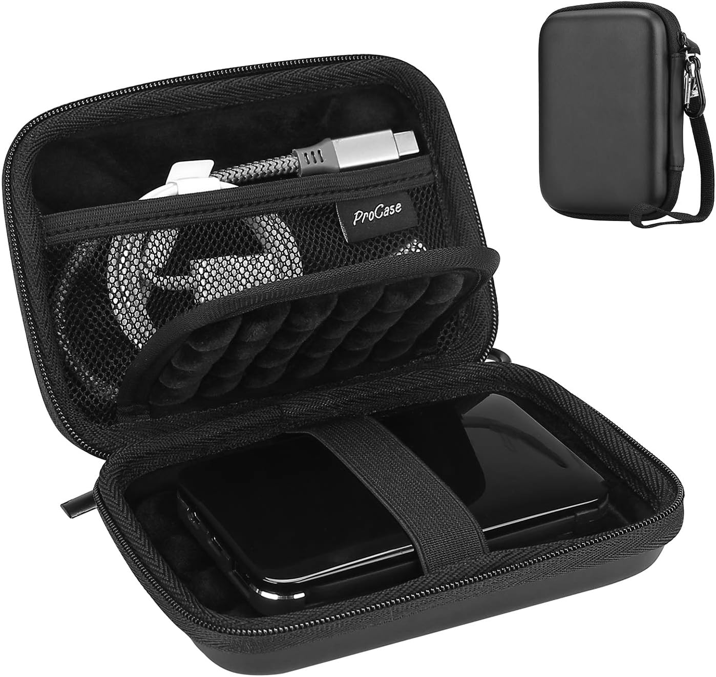 ProCase Portable External Hard Drive Case 2.5 Inch, for HDD SSD My Passport Seagate Backup Western Digital WD Elements Toshiba Hitachi Samsung T9 Canvio Basics 500G 1TB 2TB 3TB 4TB