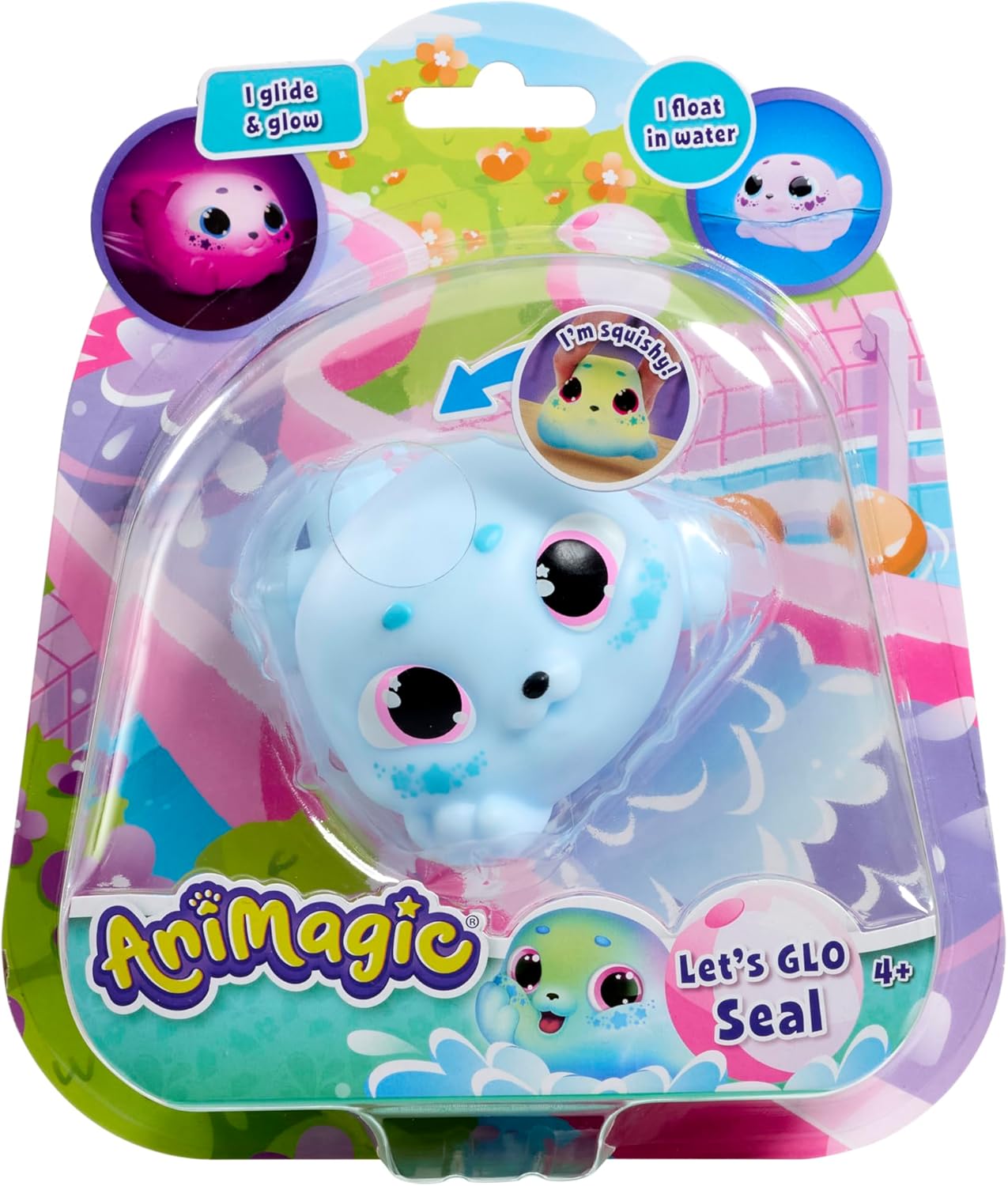 Animagic: Lets Glo Seal - Blue | Your Glowing, Gliding, Squishy Best Friend | Squish It To Watch Them Glow! | Interactive Electronic Pet | For Kids Ages 4+