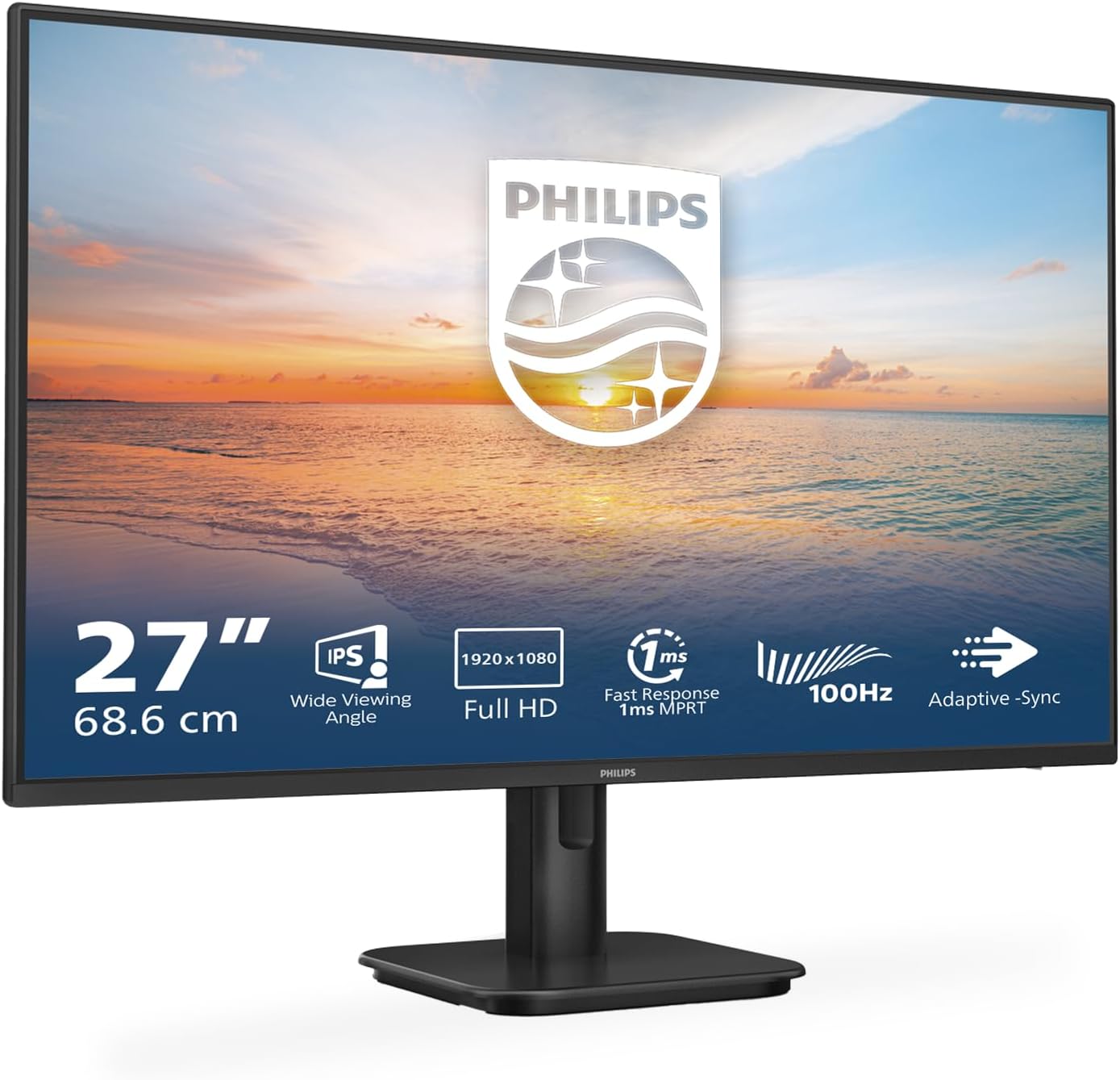 PHILIPS 27E1N1100A - 27 Inch FHD Monitor, 100Hz, IPS, 4ms, Speakers, LowBlue mode, FlickerFree (1920 x 1080, 250 cd/m², VGA/HDMI 1.4)