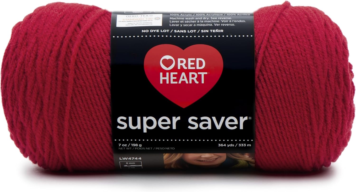Red Heart Super Saver Yarn for Crocheting & Knitting, Cherry Red, Single