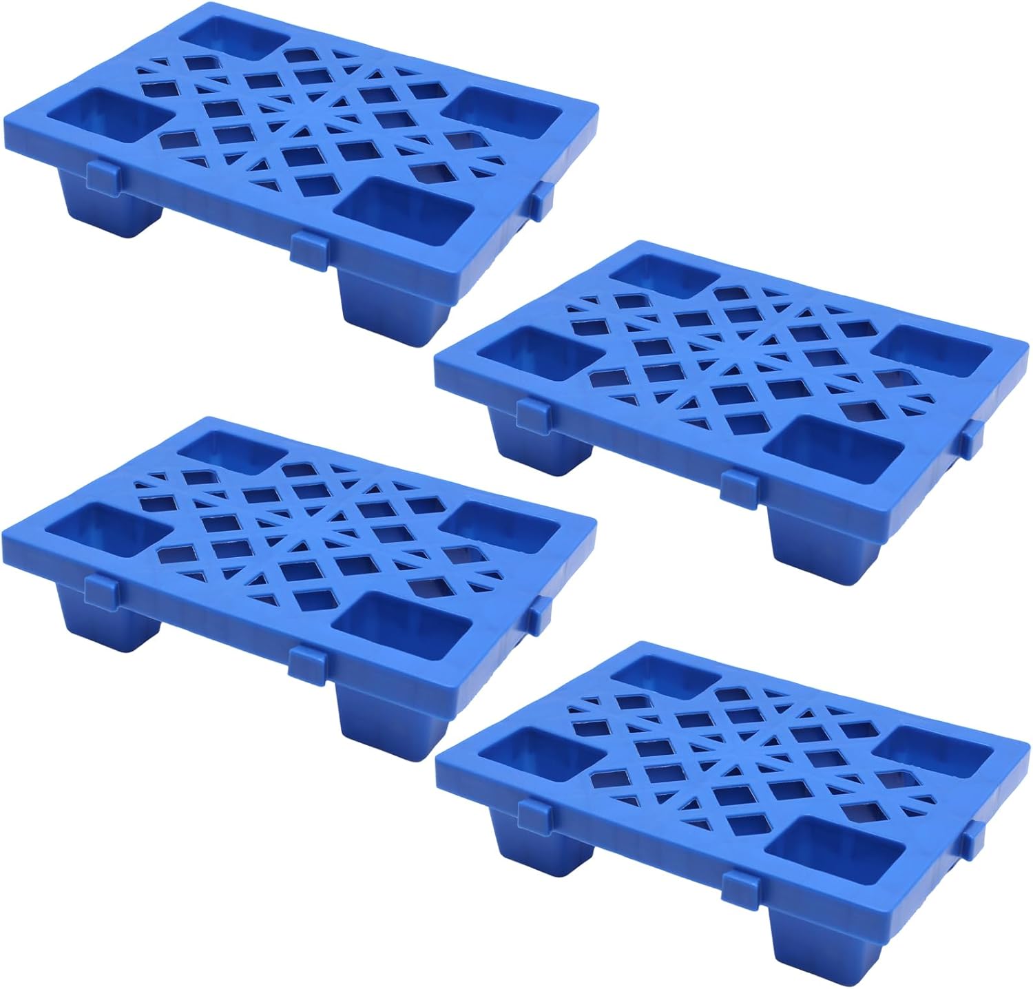 Plastic Pallets,4 Pack Lightweight Pallet,Nestable Moisture-Proof Floor Pallets,Spliceable Breathable Grid Platform for Garage Warehouse Supermarket Basement Outside Storage,15.7x11.8x3.9in
