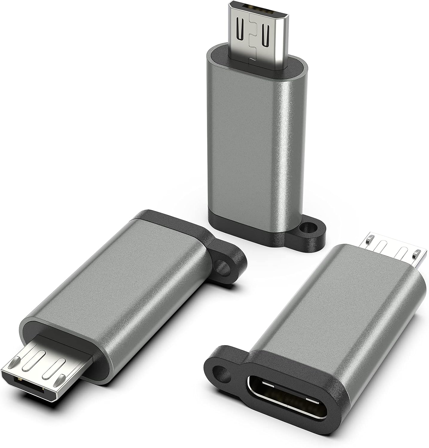 USB-C to Micro USB Adapter, 3-Pack USB Type C Female to Micro USB Male Converter USB C to Micro B 2.0 Charge & Data Sync Compatible with Samsung Galaxy S7 S6 J7 Note 5 Kindle Ps4 and More -Grey