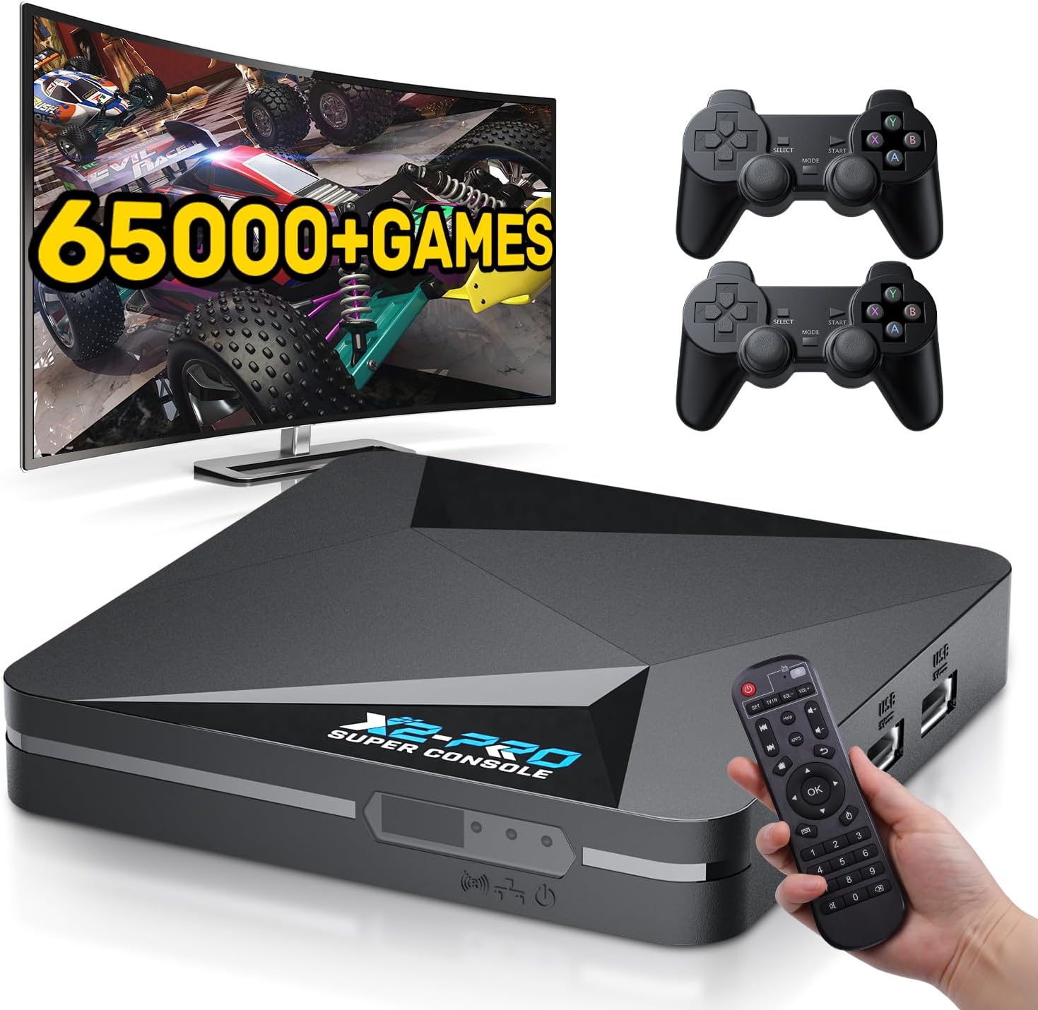 Kinhank Super Console X2 PRO Retro Game Console with 100,000+ Games, Plug&Play, 4K HD Emulator Compatible with PSP/PS1/DC/MAME, 2.4+5G, BT 5.0