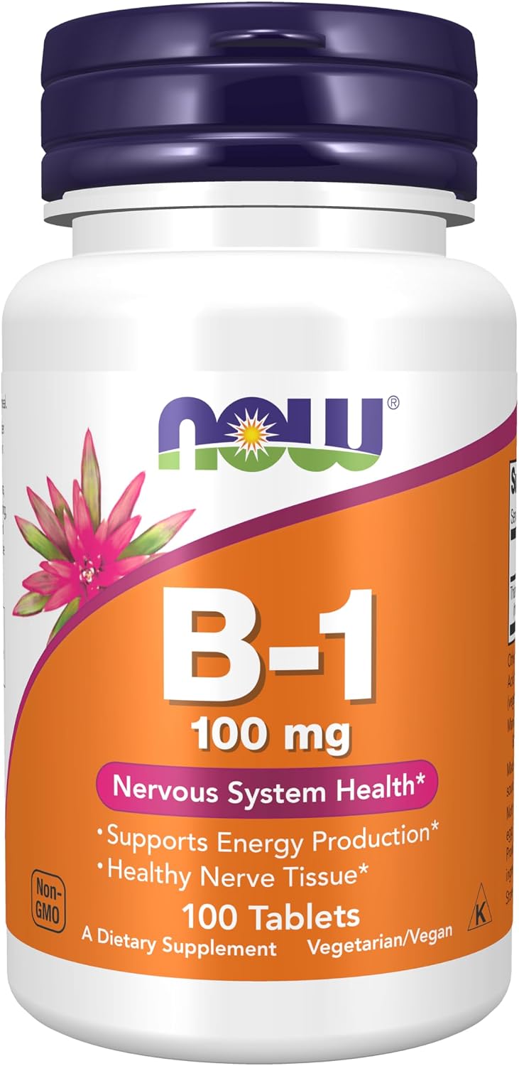 NOW Foods Supplements, Vitamin B-1 100 mg, Energy Production*, Nervous System Health*, 100 Tablets
