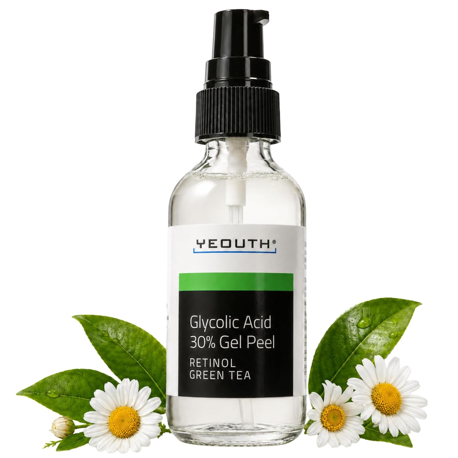 YEOUTH Glycolic Acid Face Peel 30% with Retinol and Green Tea, 1oz