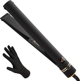 Hot Tools Pro Artist Black Gold Evolve Ionic Salon Hair Flat Iron | Long-Lasting Finish for Straightening Hair, (1-1/4 in), HT7123BG